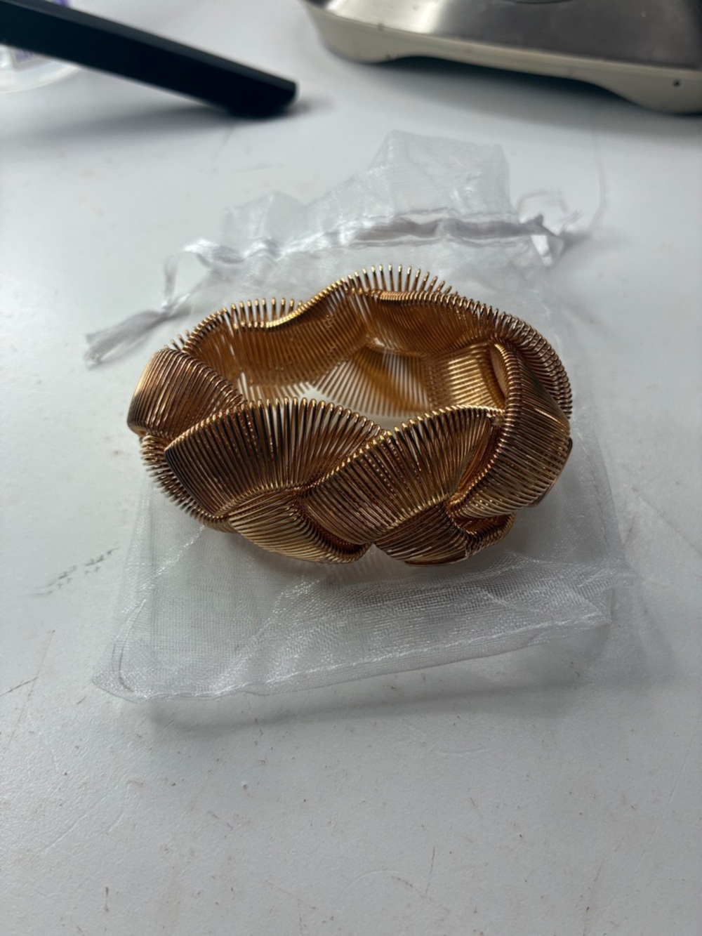 Plunder Gold Braided Coil Stretch Bracelet NWT - Picture 3 of 5